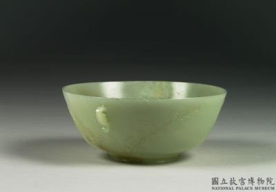 图片[2]-Jade bowl with two handles in the shape of leaves, India-China Archive